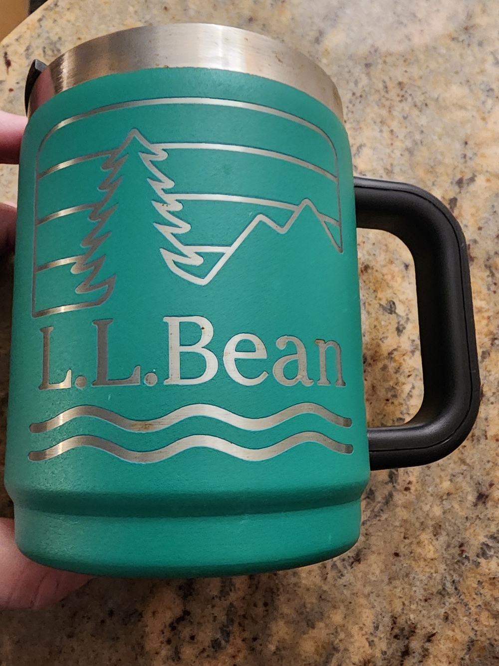 L.L. Bean Teal Insulated Travel Mug Vintage Steel With Lid *NOTE*